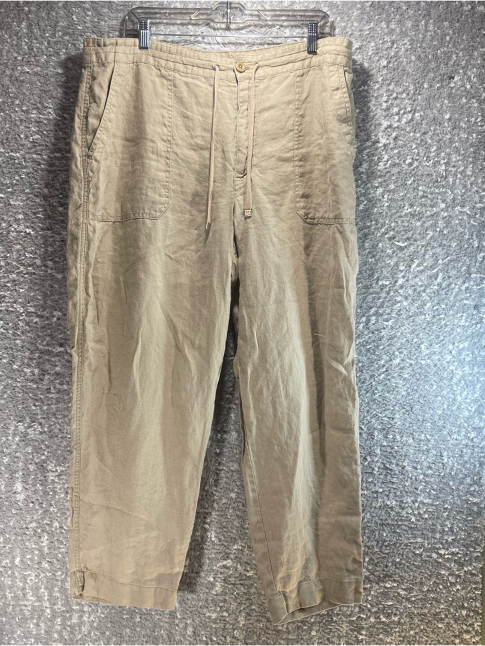 LAUREN Ralph Lauren Sz 14 Brown Linen Wide Leg Pants Bohemian Resort Vacation